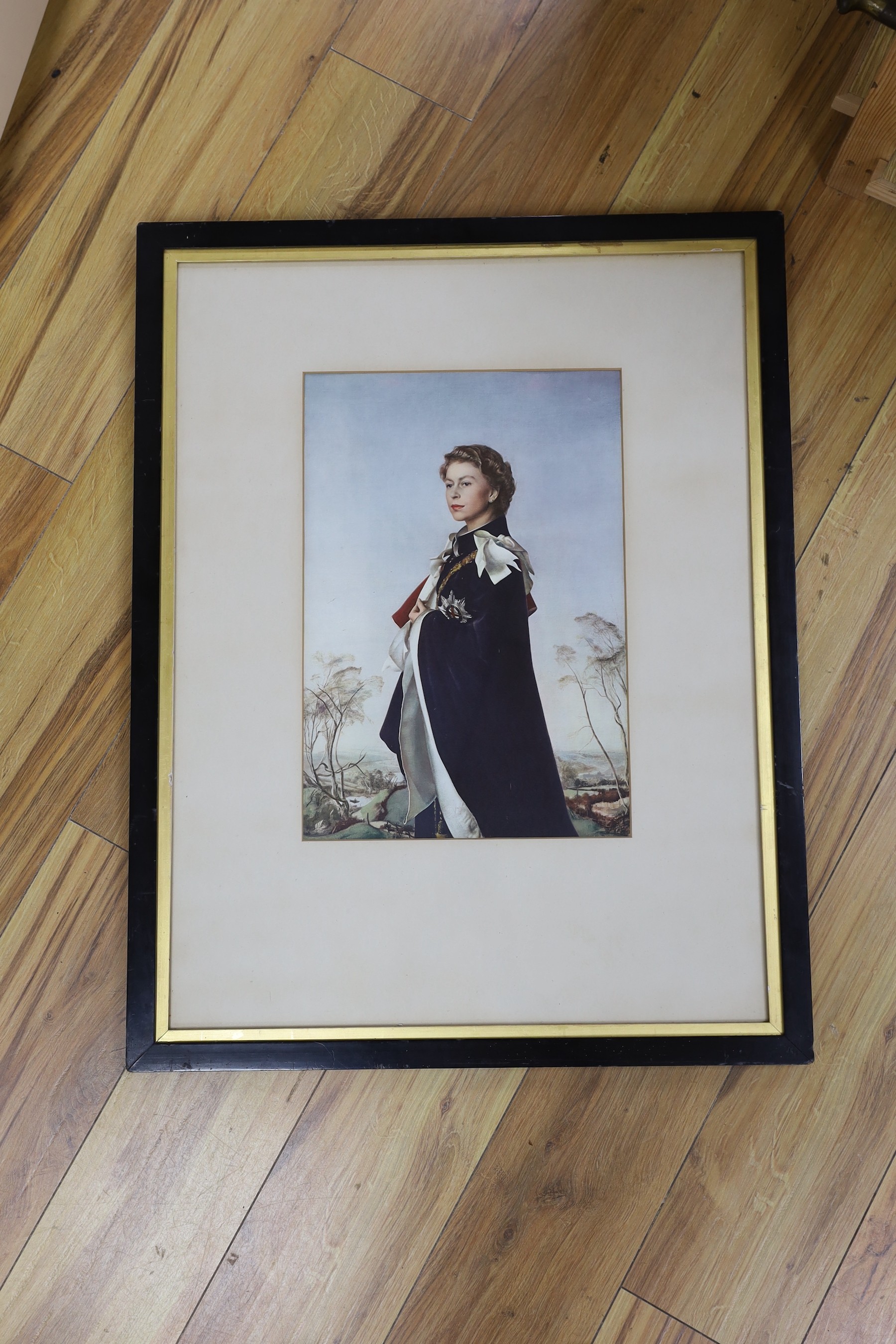 After Annigoni, colour print, Portrait of Queen Elizabeth II, 44 x 30cm